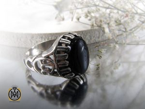 8347 انگشتر عقیق سیاه مردانه - کد 8347 - تصویر 6