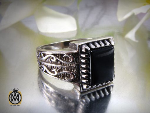 انگشتر عقیق سیاه مردانه - کد 8349 - تصویر 6