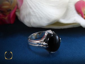 8351 انگشتر عقیق سیاه مردانه - کد 8351 - تصویر 6