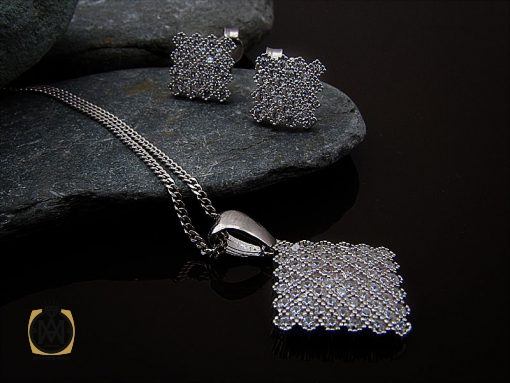 سرویس نقره زنانه پر نگین طرح هديه - کد 7091 - تصویر 7