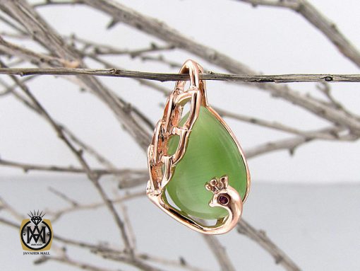 مدال چشم گربه زنانه طرح طاووس - کد 3031 - تصویر 5