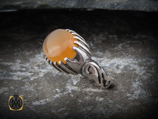 انگشتر عقیق یمن با حکاکی شرف الشمس طرح صفوی مردانه - کد 8515 - تصویر 6