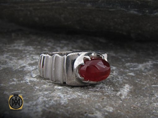 انگشتر عقیق یمن خوش رنگ طرح صفوی مردانه - کد 8516 - تصویر 6