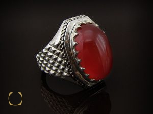 انگشتر عقیق مرغوب و درشت مردانه هنر دست استاد شرفیان - کد 8535 - تصویر 6