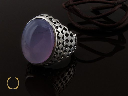 انگشتر عقیق یمن کبود خوش رنگ و درشت مردانه دست ساز - کد 8536 - تصویر 6