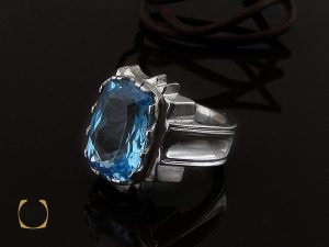 00 انگشترتوپاز آبی درشت مردانه دست ساز - کد 8537 - تصویر 6