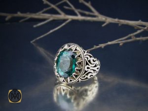 00 انگشتر توپاز سبز اصل مردانه خوش رنگ - کد 8540 - تصویر 6
