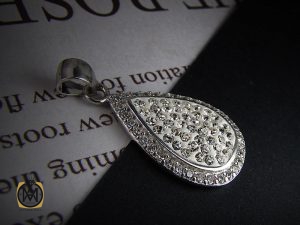 مدال نقره زنانه پر نگین ظریف طرح ماهرو - کد 3041 - تصویر 5