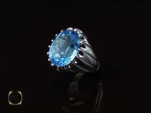 00 انگشتر توپاز آبی مردانه ارزشمند و درشت با رکاب دست ساز - کد 8545 - تصویر 6
