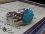 انگشتر فیروزه نیشابور صفوی مردانه رکاب دست ساز استاد شرفیان - کد 8570 - تصویر 6