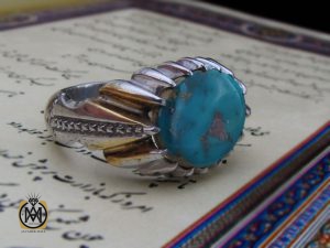 00 انگشتر فیروزه نیشابور صفوی مردانه رکاب دست ساز استاد شرفیان - کد 8570 - تصویر 6