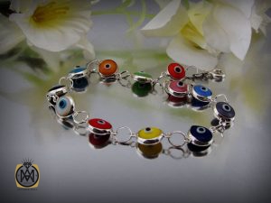 دستبند نقره و میناکاری طرح چشم زخم زنانه - کد 1069 - تصویر 6
