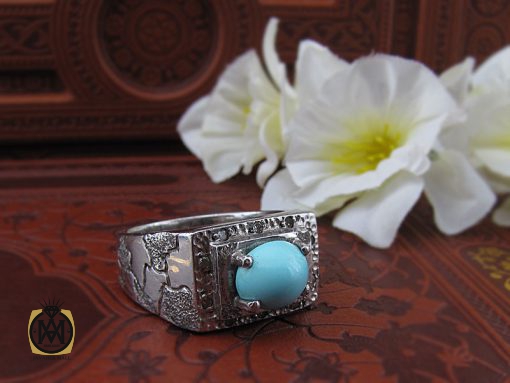 00 انگشتر فیروزه نیشابور صفوی مردانه رکاب دست ساز - کد 8572 - تصویر 6