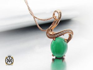00 مدال عقیق سبز زنانه طرح ژینوس - کد 3048 - تصویر 5