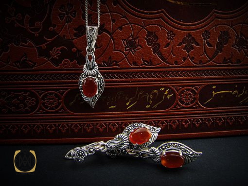 00 سرویس عقیق و مارکازیت طرح باران زنانه - کد 7057 - تصویر 6