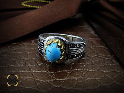 انگشتر فیروزه نیشابوری مردانه - کد 8390 - تصویر 6