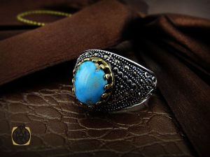 00 انگشتر فیروزه نیشابوری مردانه - کد 8389 - تصویر 6