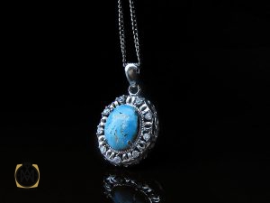 00 مدال فیروزه نیشابوری زنانه طرح گلنار - کد 3108 - تصویر 5