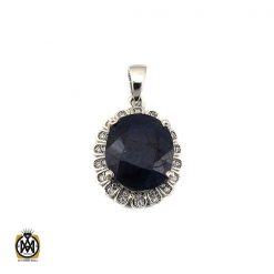 مدال یاقوت کبود زنانه طرح ژینا - کد 3087 مدال یاقوت کبود زنانه طرح ژینا - کد 3087