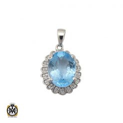 مدال توپاز آبی زنانه طرح سارا - کد 3088 مدال توپاز آبی زنانه طرح سارا - کد 3088