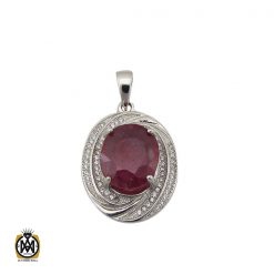 مدال یاقوت سرخ زنانه طرح شادی - کد 3091 مدال یاقوت سرخ زنانه طرح شادی - کد 3091