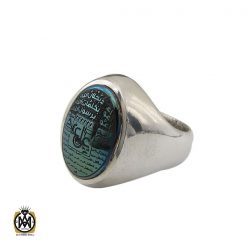 انگشتر حدید سینی مردانه با حکاکی عین علی و سه جلاله – کد 8451