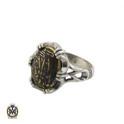 انگشتر حدید سینی با حکاکی لا فتی الا علی لا سیف الا ذوالفقار مردانه - کد 8362