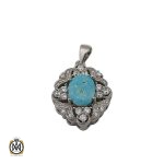 1 مدال فیروزه نیشابوری زنانه طرح غنچه - کد 3105