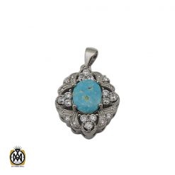 مدال فیروزه نیشابوری زنانه طرح غنچه - کد 3105 مدال فیروزه نیشابوری زنانه طرح غنچه - کد 3105
