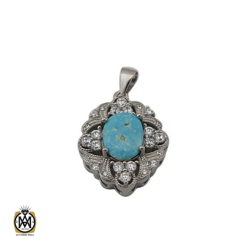 1 مدال فیروزه نیشابوری زنانه طرح غنچه - کد 3105 - تصویر 1