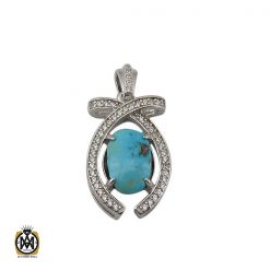 مدال فیروزه نیشابوری زنانه طرح فرناز - کد 3107 مدال فیروزه نیشابوری زنانه طرح فرناز - کد 3107