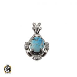 مدال فیروزه نیشابوری زنانه طرح گیسو - کد 3109 مدال فیروزه نیشابوری زنانه طرح گیسو - کد 3109