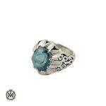 انگشتر توپاز اصل سبز مردانه دست ساز - کد 8538