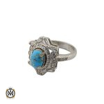 1 انگشتر فیروزه نیشابور زنانه طرح مهگل - کد 2083