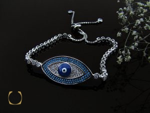 دستبند نقره زنانه طرح چشم زخم - کد 1076 - تصویر 6