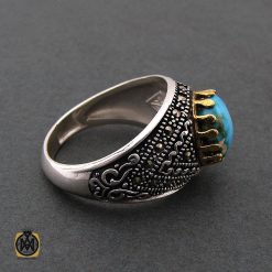 انگشتر فیروزه نیشابوری مردانه - کد 8389 انگشتر فیروزه نیشابوری مردانه - کد 8389