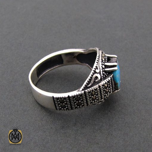 انگشتر فیروزه نیشابوری مردانه - کد 8396 - تصویر 2