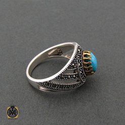 انگشتر فیروزه نیشابوری مردانه - کد 8400 انگشتر فیروزه نیشابوری مردانه - کد 8400