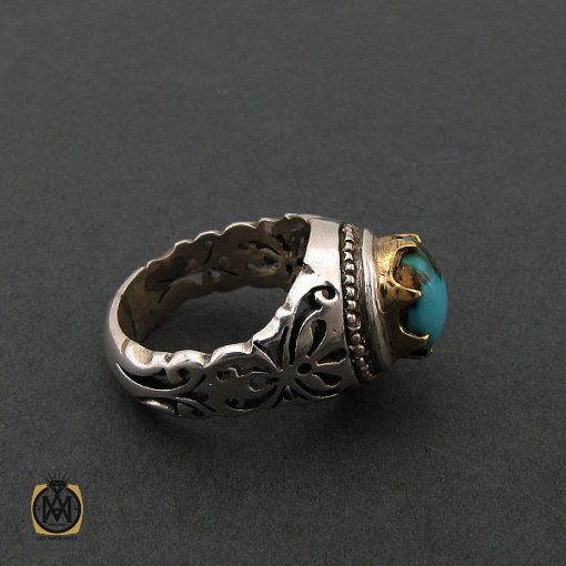انگشتر فیروزه نیشابوری مردانه - کد 8401 - تصویر 2