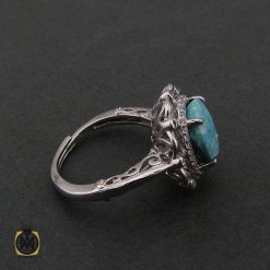 انگشتر فیروزه نیشابوری زنانه طرح غزل - کد 2076 انگشتر فیروزه نیشابوری زنانه طرح غزل - کد 2076