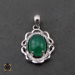 مدال عقیق سبز زنانه طرح سونیا - کد 3063 مدال عقیق سبز زنانه طرح سونیا - کد 3063
