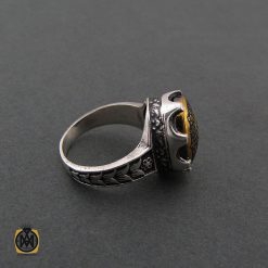 انگشتر حدید سینی با حکاکی ذکر صلوات مردانه - کد 8353 انگشتر حدید سینی با حکاکی ذکر صلوات مردانه - کد 8353