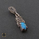 2 مدال فیروزه نیشابوری و مارکازیت زنانه طرح مهشید - کد 3094 - تصویر 2