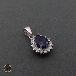 مدال یاقوت کبود زنانه طرح ماهک - کد 3096 مدال یاقوت کبود زنانه طرح ماهک - کد 3096