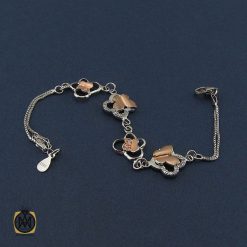 دستبند نقره زنانه طرح پروانه - کد1075 دستبند نقره زنانه طرح پروانه - کد1075
