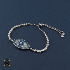 دستبند نقره زنانه طرح چشم زخم - کد 1076 دستبند نقره زنانه طرح چشم زخم - کد 1076