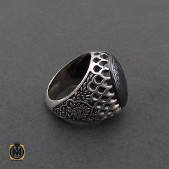 انگشتر حدید سینی با حکاکی کف العباس مردانه - کد 8356 انگشتر حدید سینی با حکاکی کف العباس مردانه - کد 8356