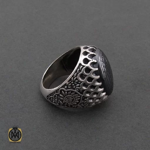 انگشتر حدید سینی با حکاکی کف العباس مردانه - کد 8356 - تصویر 2