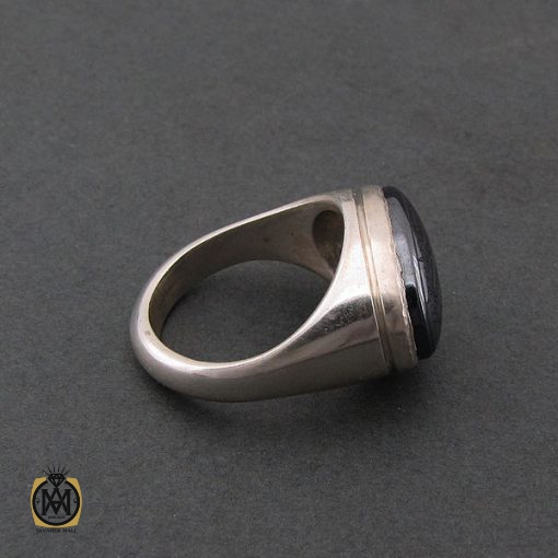 انگشتر حدید سینی با حکاکی کف العباس مردانه – کد 8443 - تصویر 2