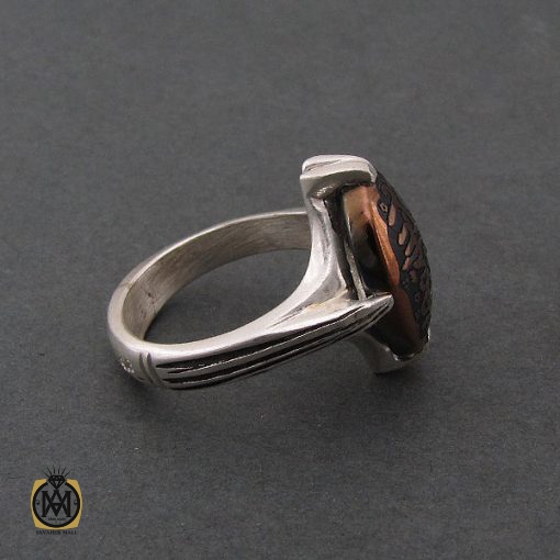 انگشتر حدید با حکاکی ید الله فوق ایدیهم مردانه – کد 8452 - تصویر 2